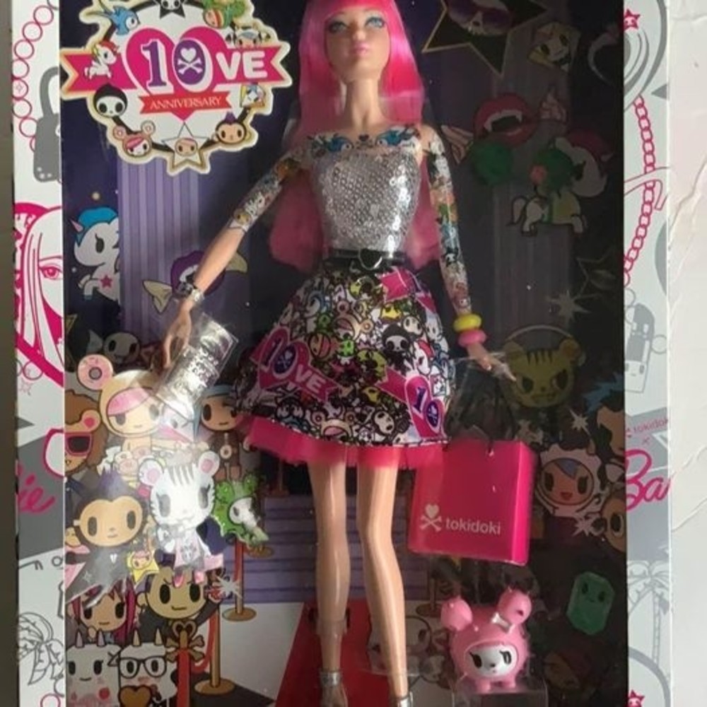 Barbie Tokidoki Doll 2015 10th Anniversary Black Label Pink Hair Tattoos
